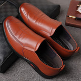 Men Genuine Leather Handmade Shoes Anti-slip Rubber Outsole Office Loafers Soft Old Casual Leather Sewing Mart Lion Brown 37 
