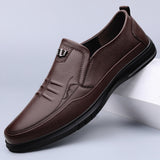 Classic Men Flexible Casual Shoes Sewing Genuine Leather  Breathable Flats Loafers Male Driving Office Mart Lion Auburn 38 