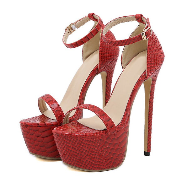  Summer Platform Sandals Open Toe 16CM High Heels Stiletto Party Dress Wedding Women Shoes Red Mart Lion - Mart Lion