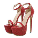 Summer Platform Sandals Open Toe 16CM High Heels Stiletto Party Dress Wedding Women Shoes Red Mart Lion Red 35 China