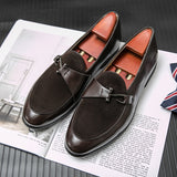 Men's Loafers Shoes Dress Slip-on Buckle Decoration Style Vintage Casual Retro Mart Lion brown 38 