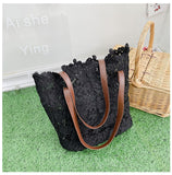 Simple Summer Mori Lace Female Trend Handbag Shoulder Bag Mother Female Bag Mart Lion Black 1  