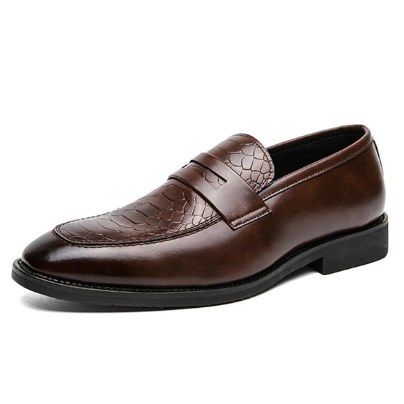 Slip On Dress Shoes Men's Formal Loafers Soft Split Leather Casual Footwear Mart Lion Brown 38 
