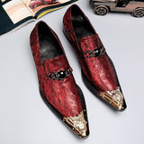 Summer Dress Men shoes Black Snake Embossed Genuine Leather Dragon Head pointed Party Trend Wedding Mart Lion Wine Red 38 China