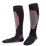 1 Pair Thermal Hiking Ski Socks Men Women Winter Long Warm Compression Ski Hiking Snowboarding Sports Mart Lion B-women purple  
