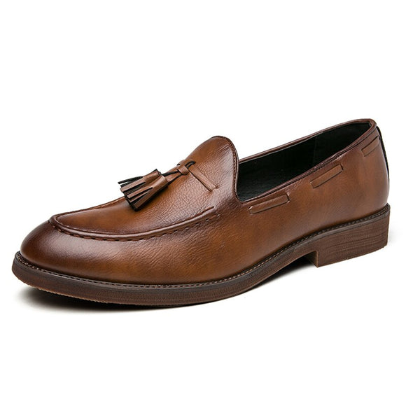Slip On Men's Loafers Microfiber Dress Shoes Formal Footwear Mart Lion Brown 38 