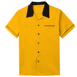 50s Vintage Rockabilly Shirts Men's Short Sleeve Punk Rave Hip Hop Stitching Rock-n-roll Apparel Red White Yellow