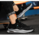 Men's Sports Casual Shoes Mesh Breathable Lace-up Running Korean Version Flying Woven Cross-border Mart Lion   