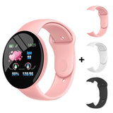D18 Pro Smart Watch Men Women Bluetooth Fitness Tracker Bracelet Sport Heart Rate Blood Pressure Kids Smartwatch for IOS Android Mart Lion Pink Add 3 Strap  