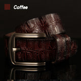 Designer Belts Men's Belt Genuine Leather Strap Crocodile Pin Buckle Ceinture Homme Mart Lion Coffee 100cm 