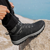 High-top Padded Hiking Boots for Men's Outdoor Cotton Shoes Women Snow Boots Non-slip Rubber-Sole Trekking