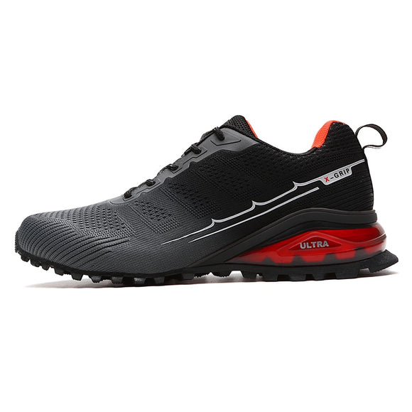 Fujeak Breathable Mesh Running Shoes Men's Non-slip Sneakers Outdoor Walking Footwears Lightweight Mart Lion Gray 8 
