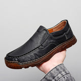 Genuine Leather Handmade Oxford Sole Shoes Men Casual Luxury Brand Loafers Breathable Black Driving Mart Lion   