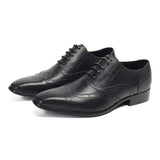 Summer Man Square toe leather Shoes Genuine Leather Manual Oxford ventilation Formal Gentleman Wedding Mart Lion black 1 36 