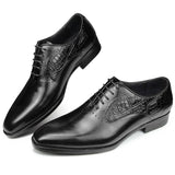 Men's Brogue Leather Dress Shoes Pigskin Lining lace up shoes elegant formafor zapatos hombre vestir Mart Lion Black 38 