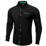 Brown Solid Casual Shirts Men's Blue Paisley Color Contrast Dress Shirt Designer Men's Clothing Mart Lion   