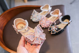 Girls Sequin Lace Bow Kids Shoes Girls Cute Pearl Princess Dance Single Casual Children's Party Wedding Mart Lion   