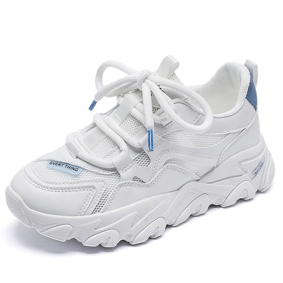 Fujeak Summer Mesh Shoes Women Casual Tide Non-slip Sports Female Classic Running Outdoor Sneakers Mart Lion white blue 35 