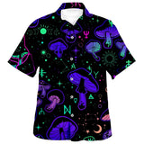 Summer Men's Hawaiian Shirts Psychedelic Mushroom Print Loose Short Sleeve Party Beach Shirts Mart Lion MOGU15 US SIZE XL 