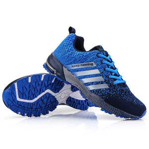 Running Shoes Breathable Men's Sneakers Fitness Air Shoes Cushion Outdoor Brand Sports Shoes Platform Flying Woven Lace-Up Shoes Mart Lion blue 8702 36 