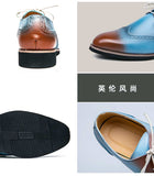 Brogue Shoes Men Classic Wild Casual Round Head Carved Lace PU Multicolor Dress Mart Lion   