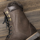Men's Natural Wool Winter Boots Warm Cow Winter Leather Shoes Mart Lion   