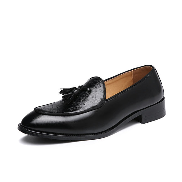 Men's Classic Tassels Loafers Microfiber Leather Casual Shoes Wedding Party Moccasins Driving Flats Mart Lion Black 37 (US 5.5) 