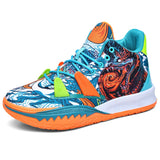 Graffiti Basketball Shoes Men's Outdoor Streetball Shoes Unisex Platform Male Sneakers Teens Basketball Trainers Mart Lion blue orange 830 36 