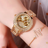 Top Women Watches Ladies  Quartz Full Rhinestone Wristwatches Relogio Feminino Mart Lion Gold  