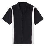 50s Vintage Rockabilly Shirts Men's Short Sleeve Punk Rave Hip Hop Stitching Rock-n-roll Apparel Red White Yellow