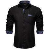 Black Dress Shirts Men's Clothing Long Sleeve Tuxedo Social Casual Splicing Paisley Collar Cuff Men's Shirt Mart Lion CY-2238 S 