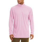 Men's Sun/Skin Protection Long Sleeve Shirts Anti-UV Outdoor Tops Golf Pullovers Summer Swimming Workout Zip Tee Mart Lion Light Pink CN size XL (US L) CN