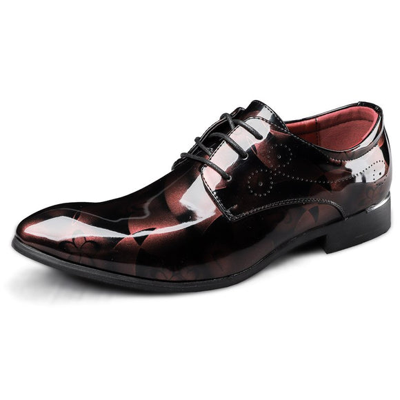 Men's Dress Shoes Mirror Wedding Print Formal Social Party Footwear Mart Lion Red 37 