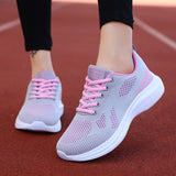 Sneakers Women Breathable Running Shoe Lace Up Lightweight Outdoor Tennis Sports Shoe Mart Lion Pink 35 