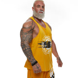 Summer Gyms Men's Sleeveless Tank tops Bodybuilding Fitness Clothing Breathable quick-drying Vest Mart Lion Yellow M 