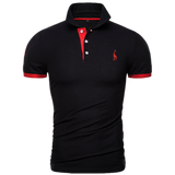 13 Colors Soild Men's Giraffe Embroidery Short Sleeve Casual Cotton Polo Shirt Mart Lion black EUR XS 50-60kg 