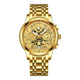 Men's Watch Stainless Steel Quartz Wristwatch Clock Men Casual waterproof watches  reloj mujer Mart Lion Gold  