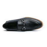 white leather shoes for men's luxury casual dance black slip on loafer platform boat Mart Lion   