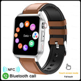Smart Watch Men's Screen Always Display The Time Bluetooth Call IP68 Waterproof Women For Huawei Mart Lion Leather Silver  