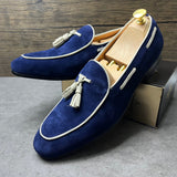 Loafers Suede Summer Walk Shoes Flats Causal Moccasin Soft Sole Mules Slip On Driving Autumn Mart Lion Blue 6.5 