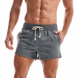 Summer Men's Gym Sweatshorts 100% Cotton 3quot Shorts Casual Jogging Yoga Sports Shorts men's Solid Color Breathable Home Sleepwear Mart Lion Dark Gray S China
