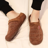 Men's Slippers Home Winter Indoor Warm Shoes Thick Bottom Plush Waterproof Leather House Slippers Cotton Mart Lion   