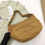 Large-capacity bag women textured commuter tote bag simple class canvas shoulder bag Mart Lion Khaki  