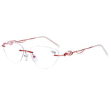 Men's Blue Light Blocking Reading Glasses Women Dimond Cutting Rimless Eyeglasses Frame Anti Fatigue Hyperopia Presbyopic Eyewear