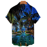 Men's Coconut Tree 3D Printing Shirts Casual Hawaiian Loose Shirts Short Sleeve Shirts Summer Beach Loose Tops Mart Lion ZM-1624 M 