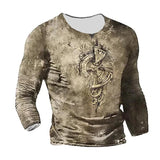 Winter Men's Skull Shirt Super Vintage Long Sleeve T-shirt 3d Printed Knight T-shirt Shirt Mart Lion   
