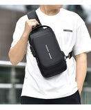  Multifunction Patent Leather Chest Bag Men's Waterproof Crossbody Bag Anti-theft Travel Bag Male USB Charging Chest Bag Pack Mart Lion - Mart Lion