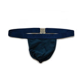 Gay Men's Underwear Lingerie Metal Tangas T-Back Temptation Ropa Interior Para Hombre Solid Jockstrap String Homme Slip Mart Lion Navy Blue M 
