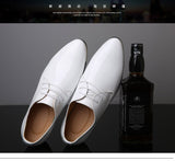 Men's Patent Leather Shoes White Wedding Shoes Black Leather Soft Dress Shoes Mart Lion   