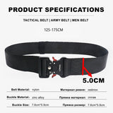 Men's 125 135 145 155 165cm Tactical Belt 5CM Wide Military Nylon Canvas Waist Belts Quick Release Magnetic Buckle Mart Lion   
